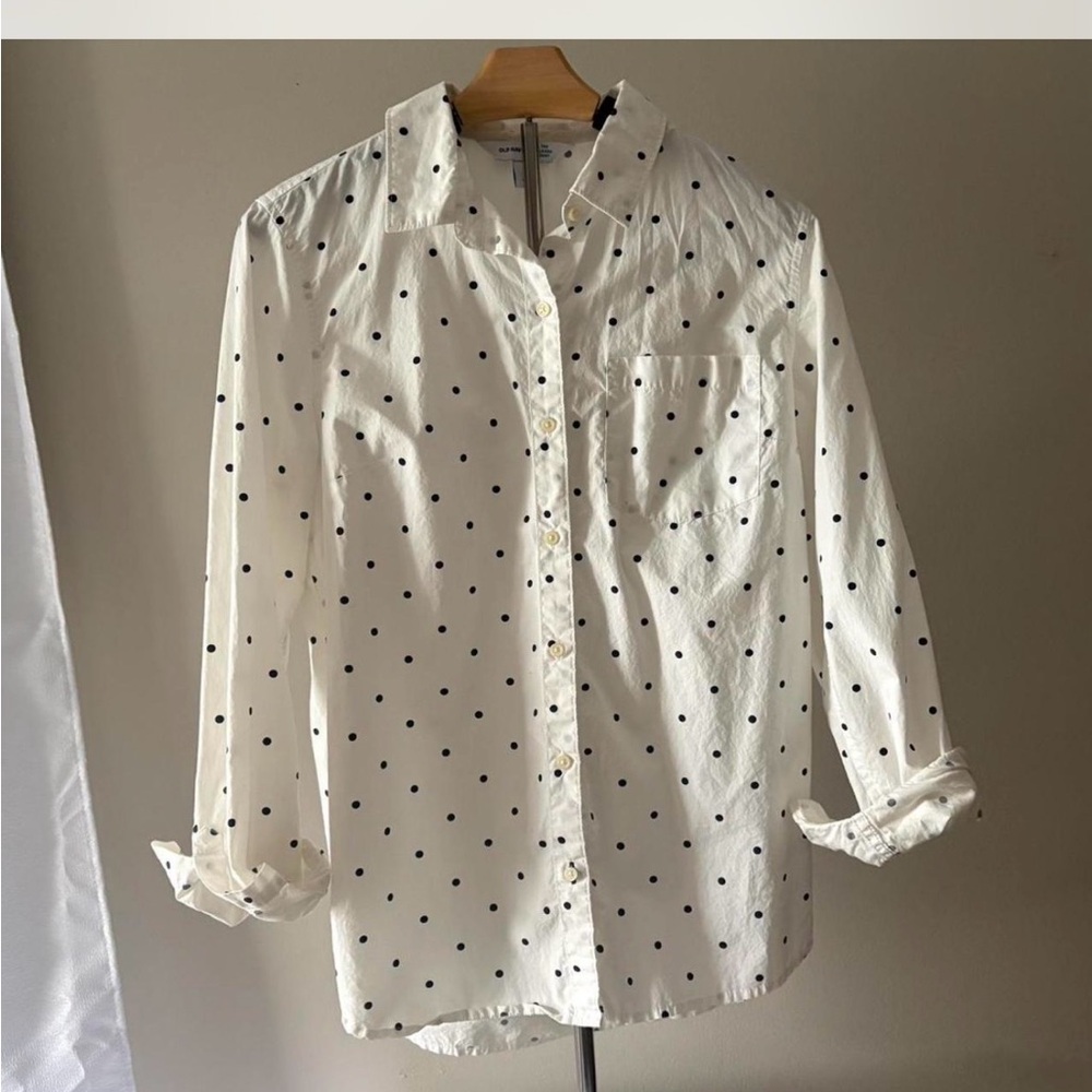 Old Navy Ivory Shirt with Black Dots
